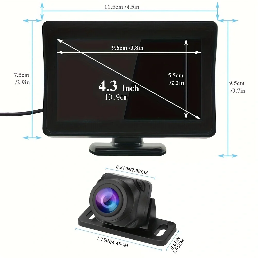 4.3-Inch Rearview Backup System Kit, Easy to Install, Wide-Angle Perspective,Night Vision Backup Camera for Vehicles, Safety Kit