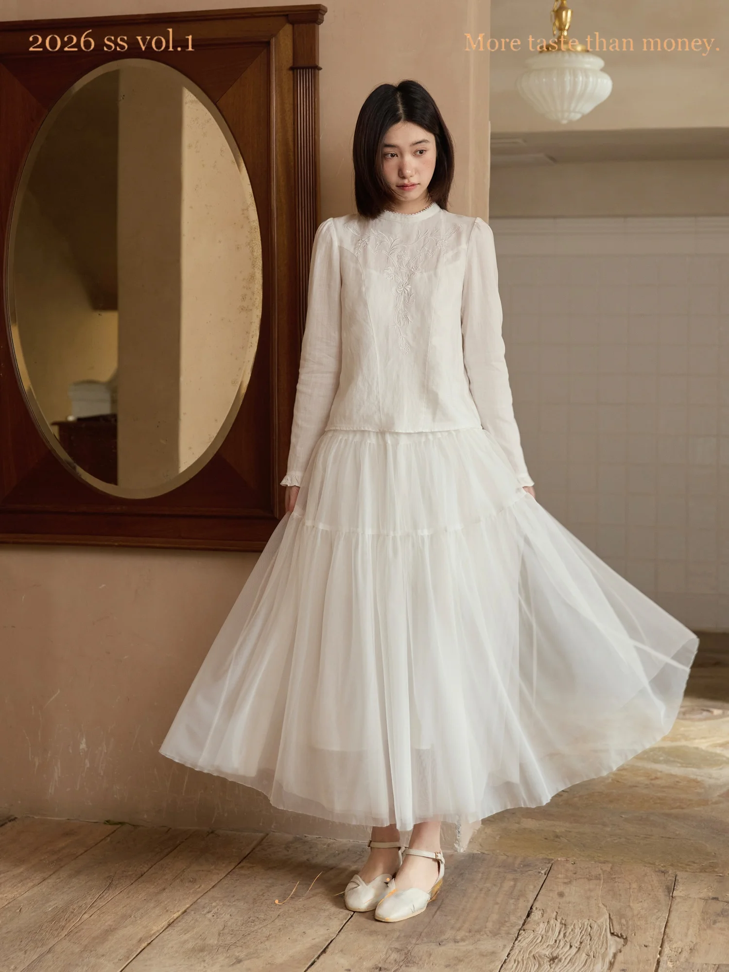 

Nostique Women's Half Skirt Fairy Atmosphere Tulle Puffy Skirt High Waist Polyester Cotton City Commuting Spring Season