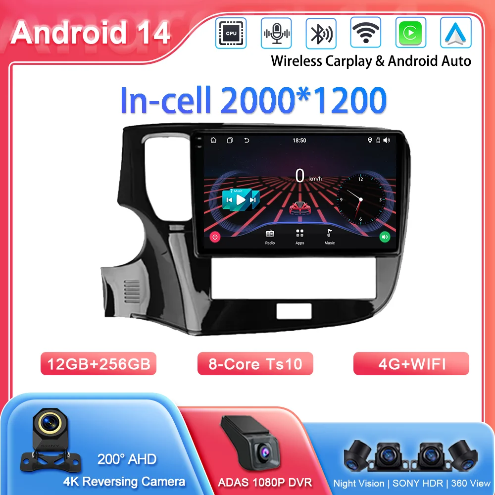 

Car Android Multimedia Player For Mitsubishi Outlander 3 III GF0W GG0W 2018 - 2021 Auto Radio Navigation GPS Carplay NO 2DIN DVD