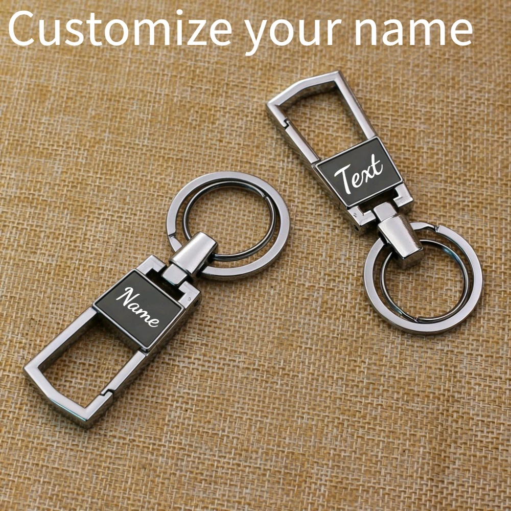 

Laser Carving Pendant Keyring Customized LOGO Name Stainless Steel KeyChain Man and Women Car Moto Keychain Father's Day Gift