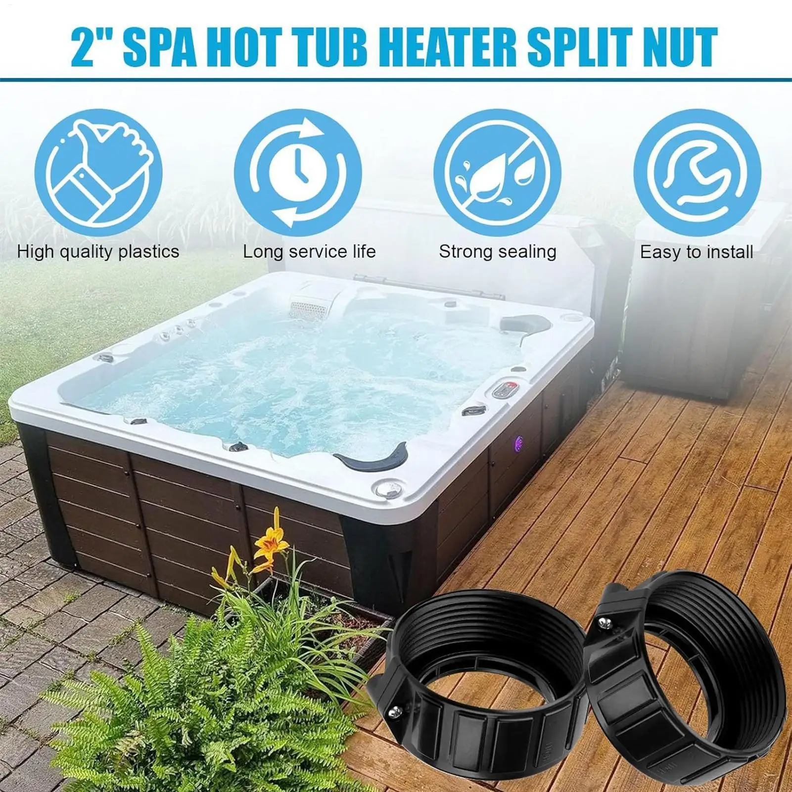 

Нагреватель гидромассажной ванны, разделенная гайка, 2-дюймовая гидромассажная ванна, сантехнические детали, герметичные запасные части для ремонта утечек воды, домашних советов