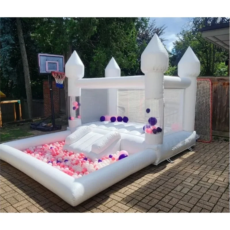 

Надувной воздушный шар, надувной белый прыгающий домик, надувной замок с ямой для шариков для детей на свадьбу