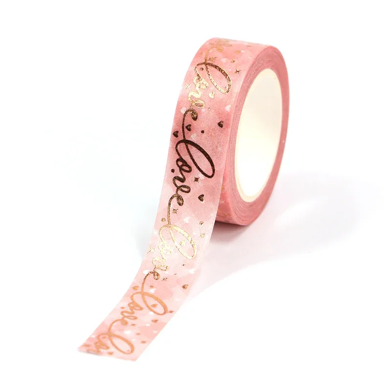 

1PC. 10M Decorative Pink Love Hearts Foil Washi Tape DIY Craft Planner Scrapbooking Japanese Masking Tape Cute Stationery