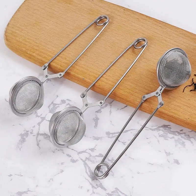 Reusable Stainless Steel Tea Infuser Sphere Mesh Strainer Handle Anti Scald Filter Spice Coffee Diffuser
