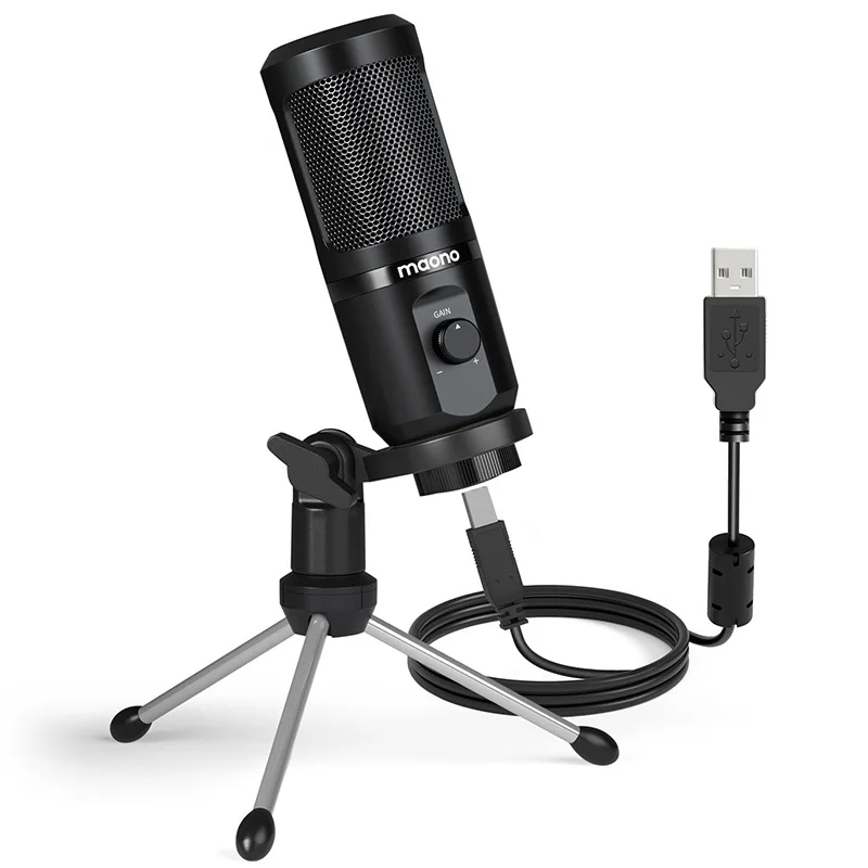 Top USB Microphone With Mic Gain,192Khz/24Bit Podcast PC Computer Condenser Mic for Recording Gaming Streaming Youtube PM461TR