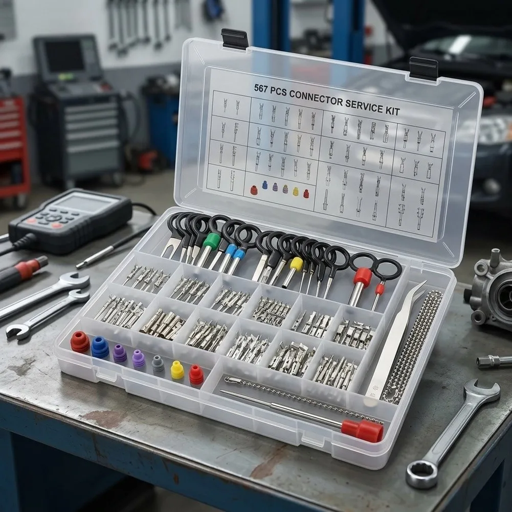 567 Pcs Automotive Connector Pins Kit Crimped Terminals With Removal Tool For Cars Trucks Motorcycles Wiring Repair Set