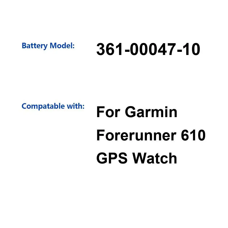 Long-Lasting For Garmin Forerunner 610 for Gps Watch Reliable Power 361-00047-10 Watch Battery