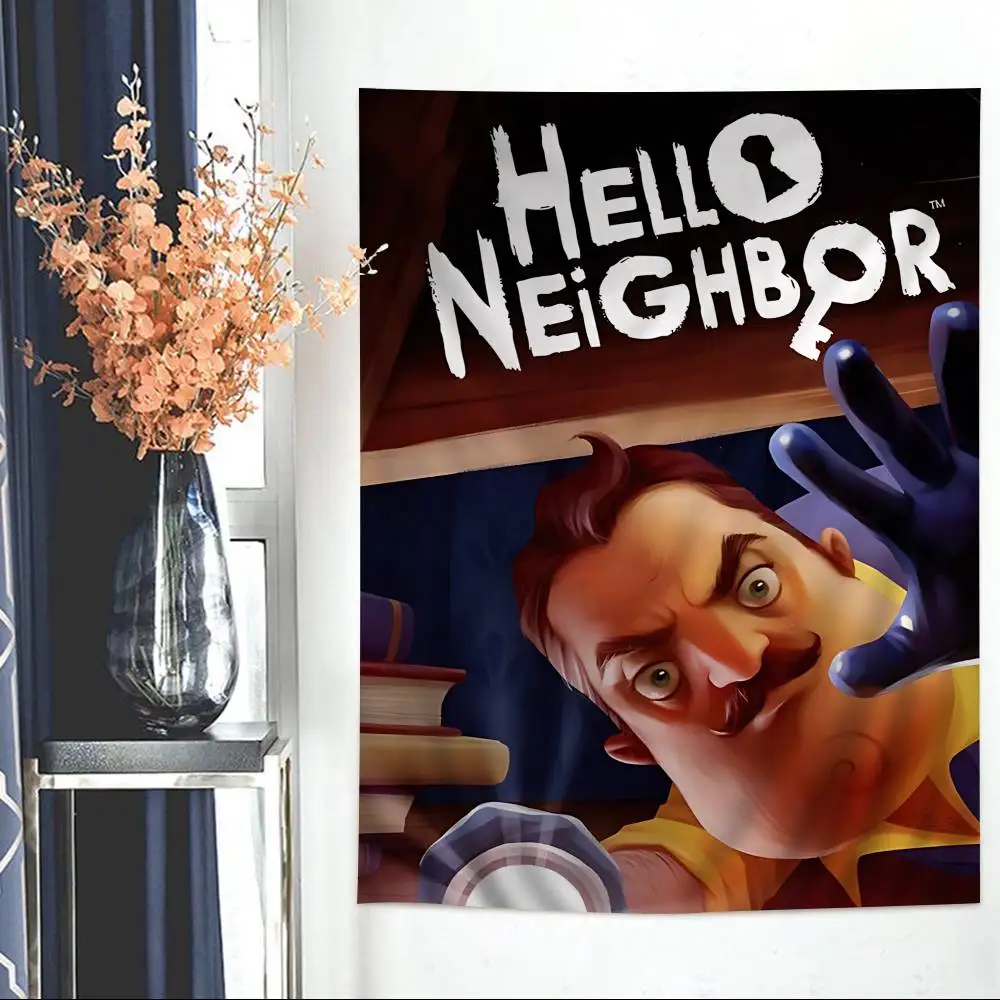 Juego de terror Popular Hello N-Neighbor, tapiz de Anime, arte, ciencia ficción, decoración del hogar, Arte de la pared Decoración