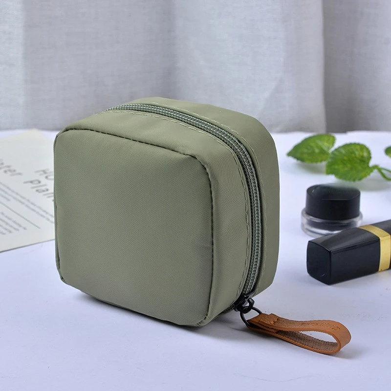 Mini Cosmetic Bag Solid Color Travel Toiletry Storage Bag Makeup Bag Cosmetic Bag Organizer Sanitary Napkin Storage Bag