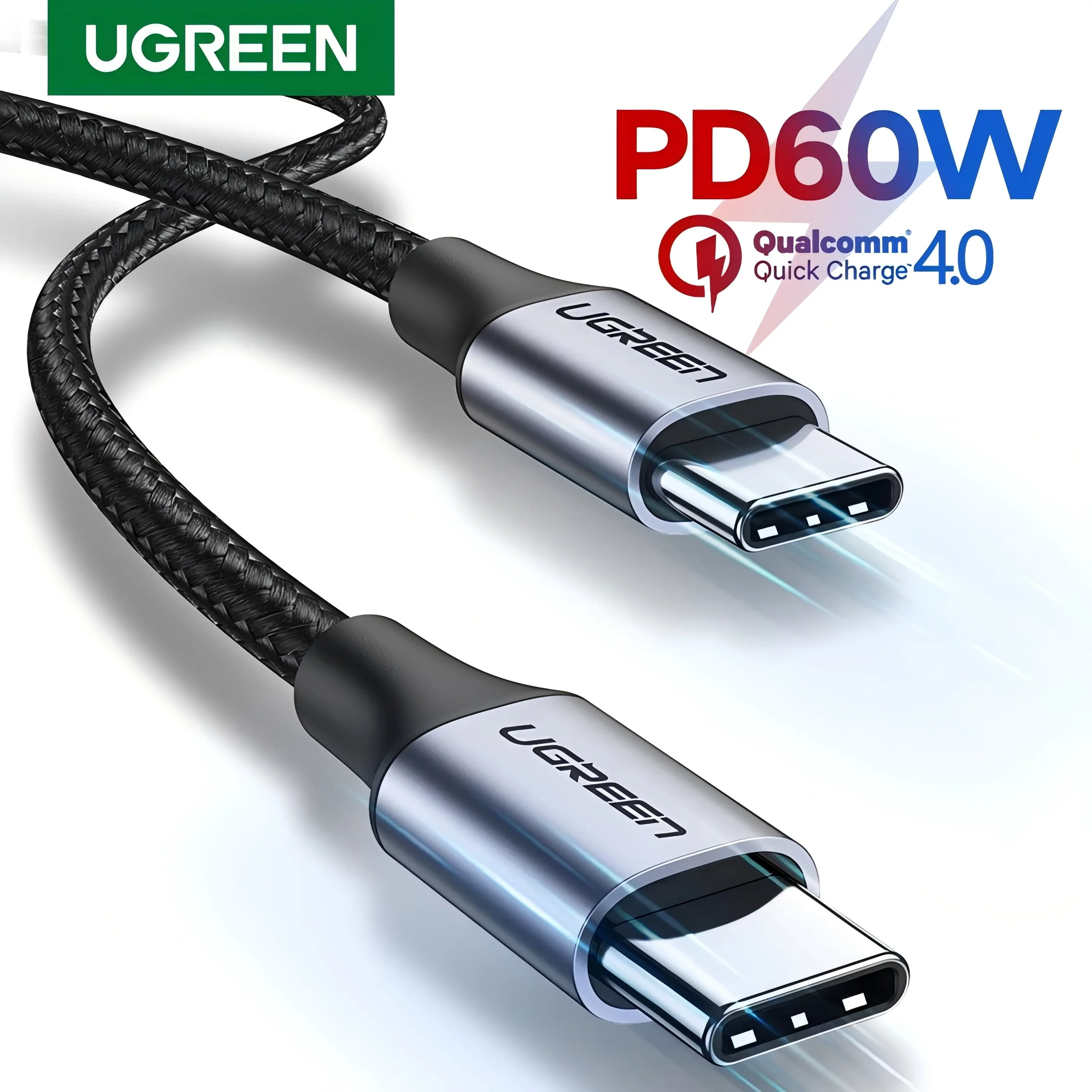 UGREEN USB Type C Cable 60W USB-C To USB-C Cable 3A Fast charging For Apple iPhone 16 15 ipad notebook charger Android braided 5