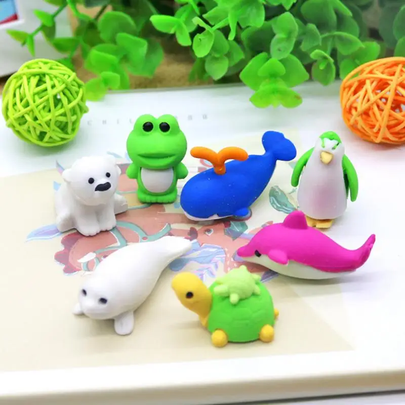 

50pcs Mini Animal Shape Eraser Novelty Pencil Eraser Puzzle Eraser Toys School Supplies For Party Favors Classroom Prizes