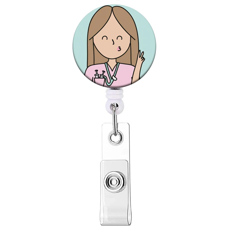 1PC Krankenhaus Krankenschwester Versenkbare Abzeichen Clip Arzt ID Karte Halter Reel für Namensschild Abzeichen Halter Bürobedarf Schnalle – Detail 22