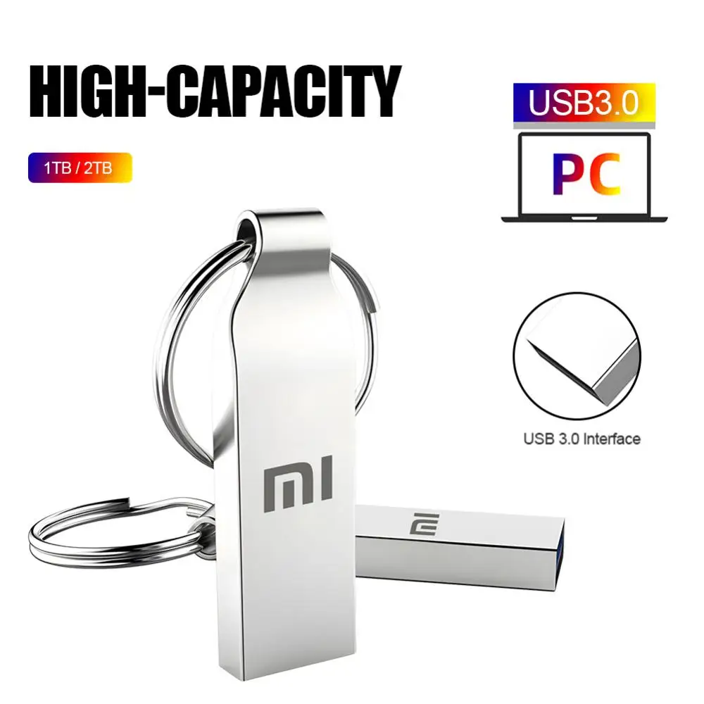 محرك فلاش Xiaomi 2 تيرا بايت USB 3.2 عالي السرعة معدن U القرص TypeC عصا الذاكرة مقاوم للماء SSD تخزين هاتف الكمبيوتر نقل البيانات المحمولة