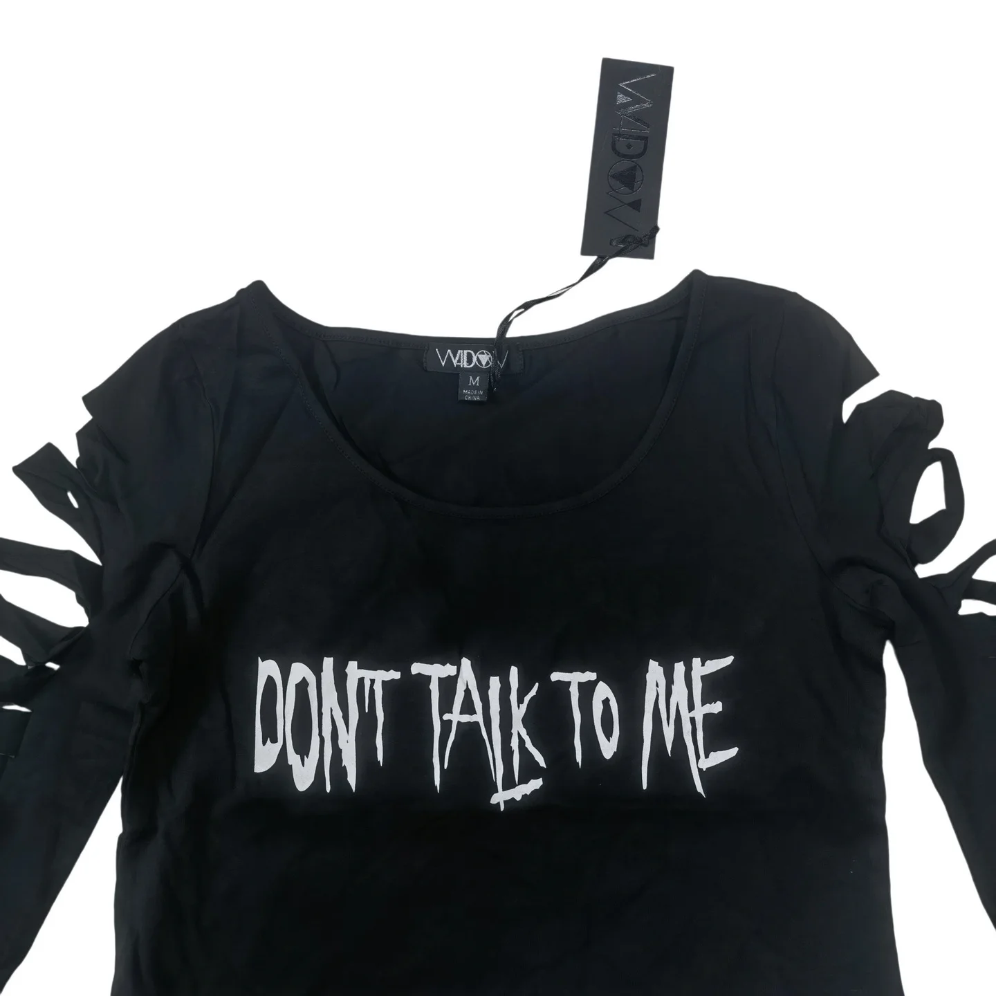 Gothic Style Long Sleeve T-Shirt Single Collaboration Cow Goods Hollow out Sleeve Sexy Harajuku Girl Cotton round Neck Top