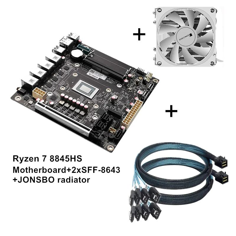 AMD 9ベイNASマザーボード Ryzen 7 8845HS USB4 4xi226-V 2.5G LAN