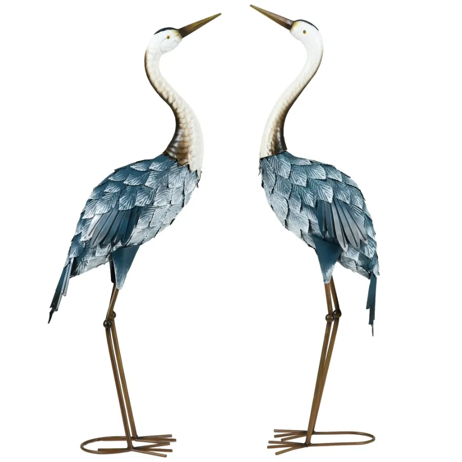 

2Piece Crane Garden Sculptures Blue for Lawn Patio Backyard Dration 28.529