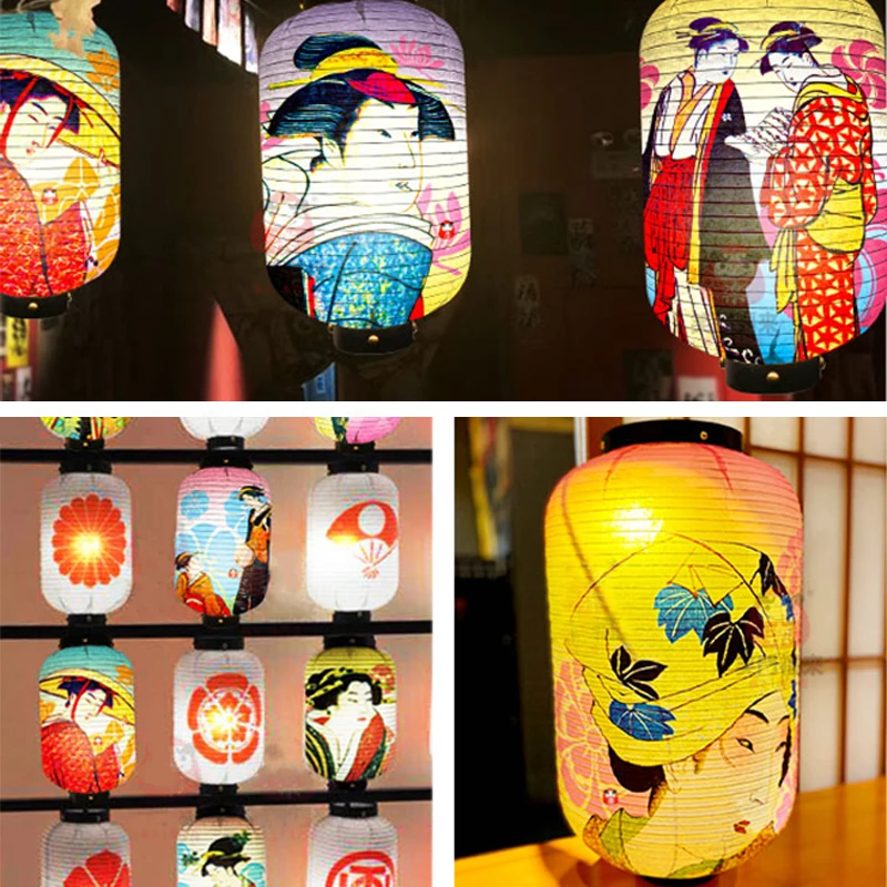 

Japanese Style Geisha Pattern Lantern Waterproof Cloth Ukiyo-e Cuisine Restaurant Izakaya Decor Lantern Festival Party Decor