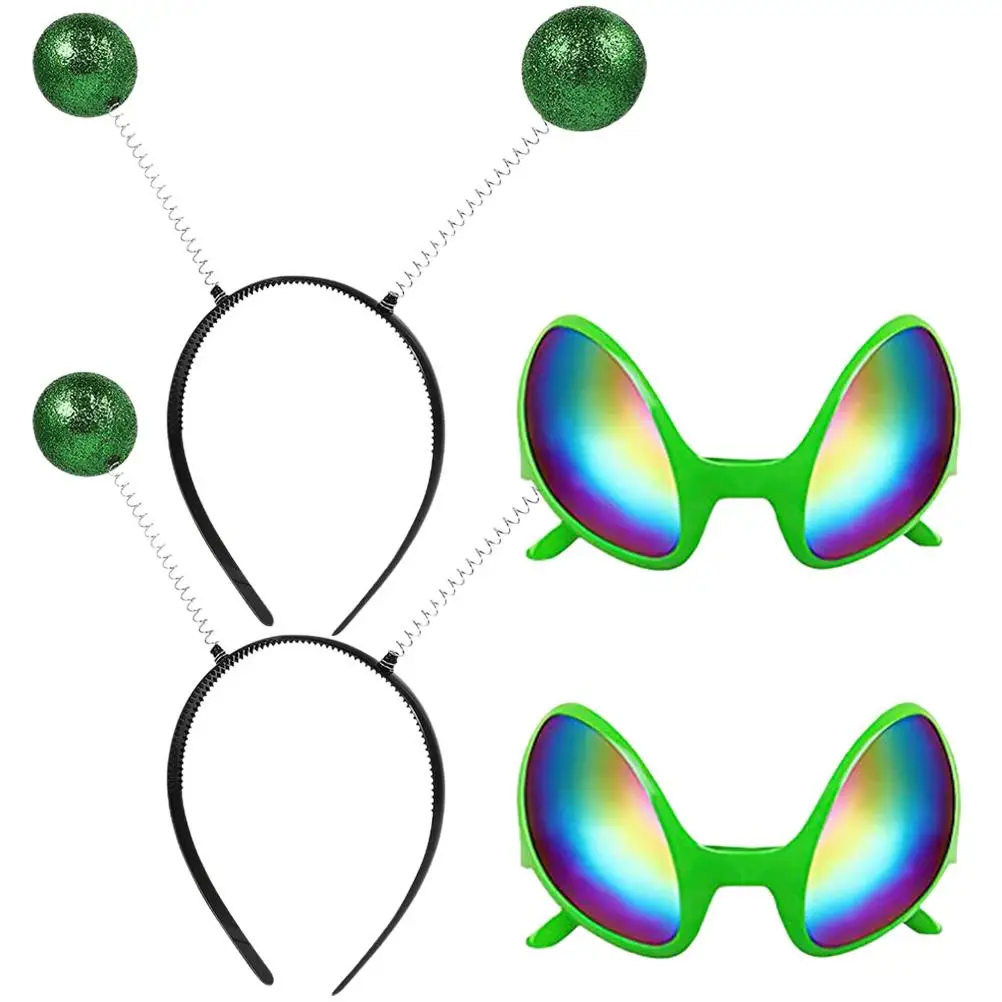 

2 set Alien Glasses Set Green Alien Headband Adult Frame Rainbow Lens Eyewear Party Accessories Costume Props