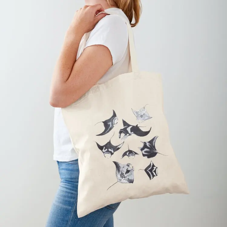 MANTARAY PATTERN (LIGHT BLUE) Tote Bag reusable grocery bags cloth bag woman tote bag woman