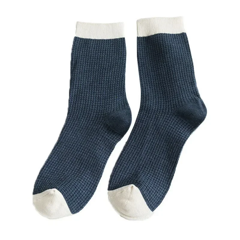 Mens Socks Solid Color Autumn Winter Middle Tube Socks Men Male Wool Cashmere Thermal Solid Color Black Gray Elastic Long Socks