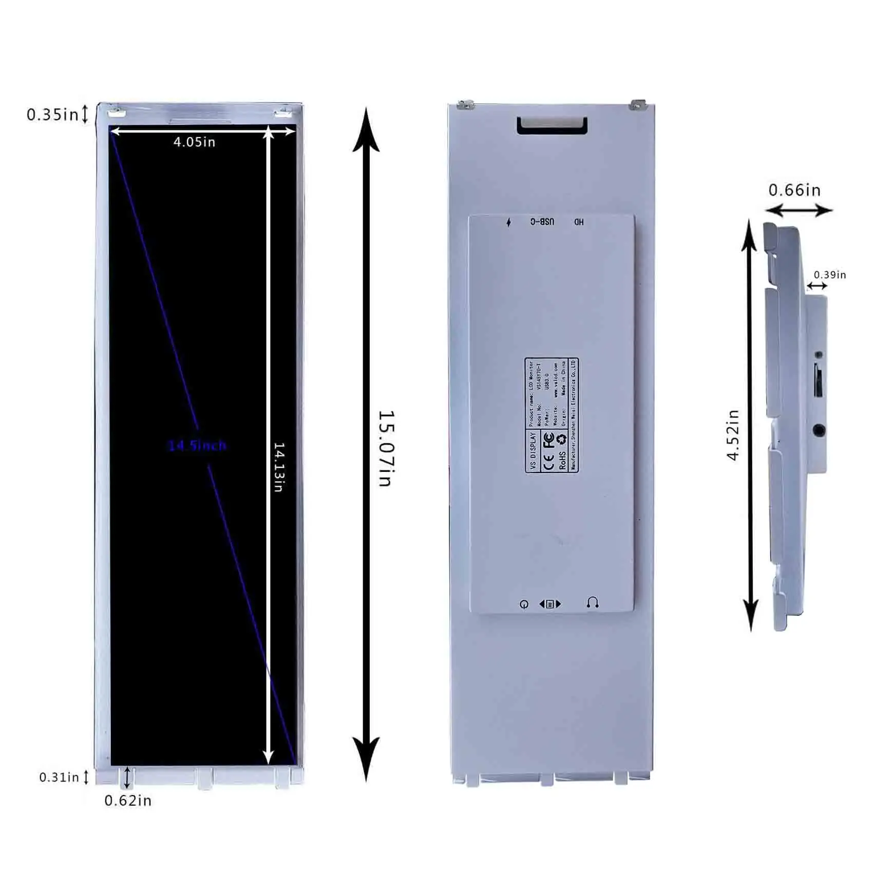 14.5 "2K Y70 PC Case CPU GPU เกมคอมพิวเตอร์ Touch IPS mini HD USB C LCD Monitor