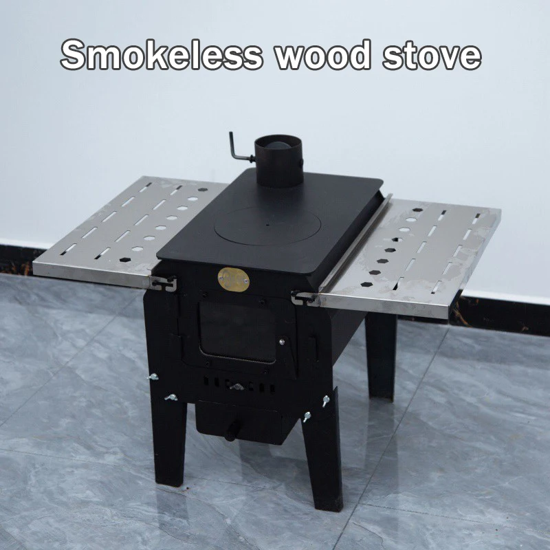 Estufa de leña, horno de calefacción para interiores, sin humo, madera de carbón, doble uso, fuego, cocina duradera, cocina de té, estufa de calefacción para exteriores
