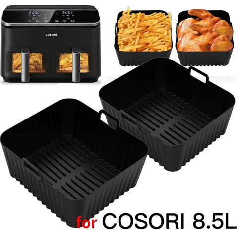 2Pcs Silicone Air Fryer Mould for COSORI 8.5L Dual Fryer Reusable Oven Baking Tray Air fryer Accessories Baking Basket