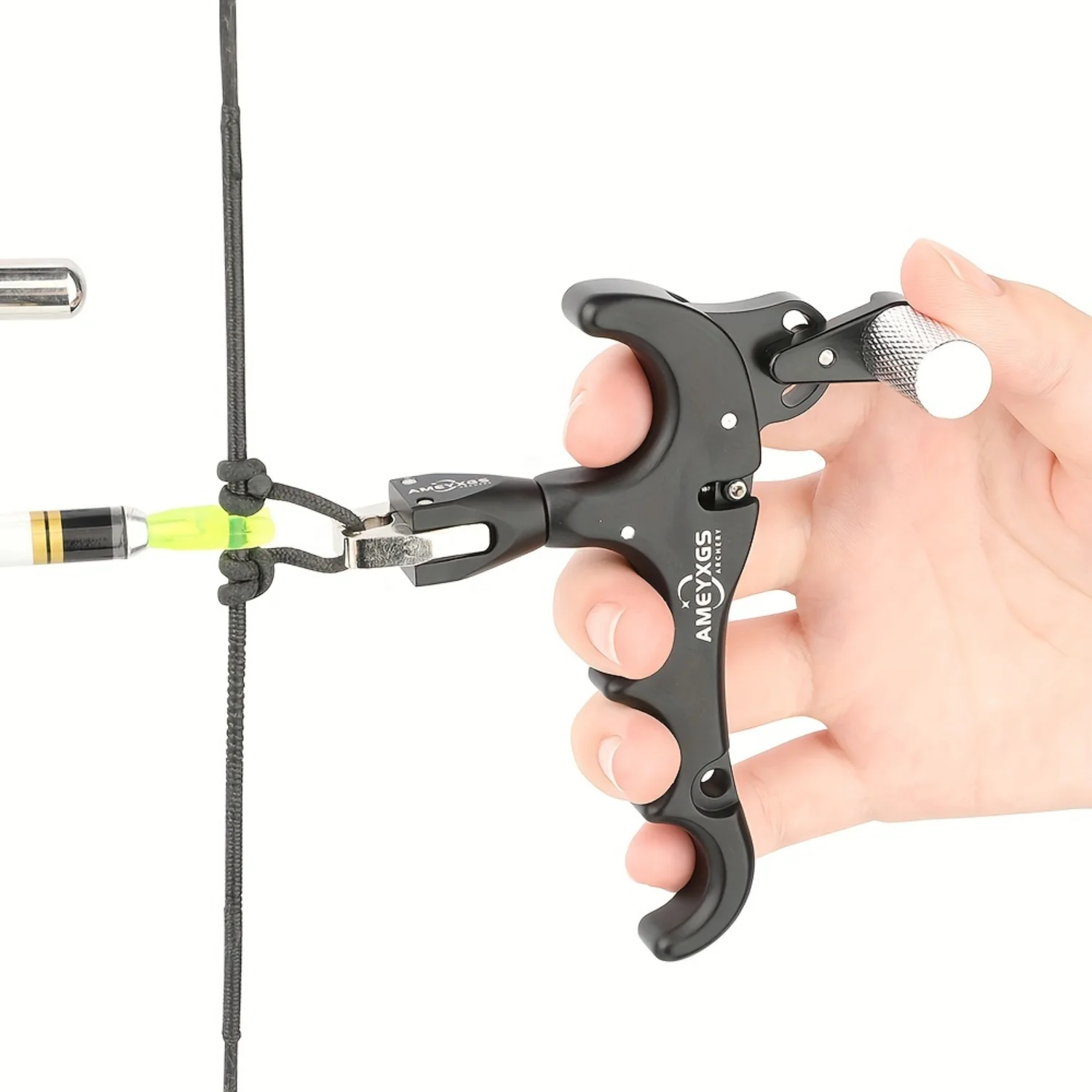 1pc 4 Finger Compound Bow Release – 360° Rotatable Aluminum Alloy Archery Trigger