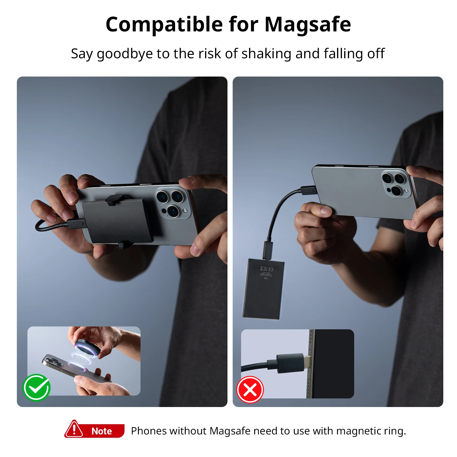 Uchwyt SmallRig na dysk SSD z MagSafe, mocowany do telefonu, do dysków SSD zewnętrznych Samsung, SanDisk, Crucial 5157 — zdjęcie produktu 2