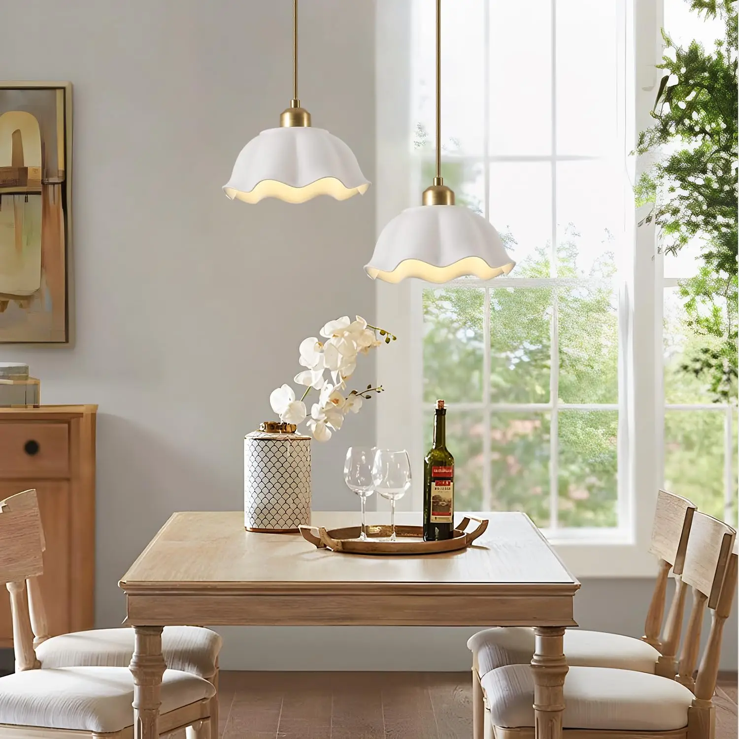Keramische Hanglamp Nordic Vintage Mid Century Moderne Hanglamp Witte Golf Keramische Kap Messing Afwerking Plafond Hanglamp