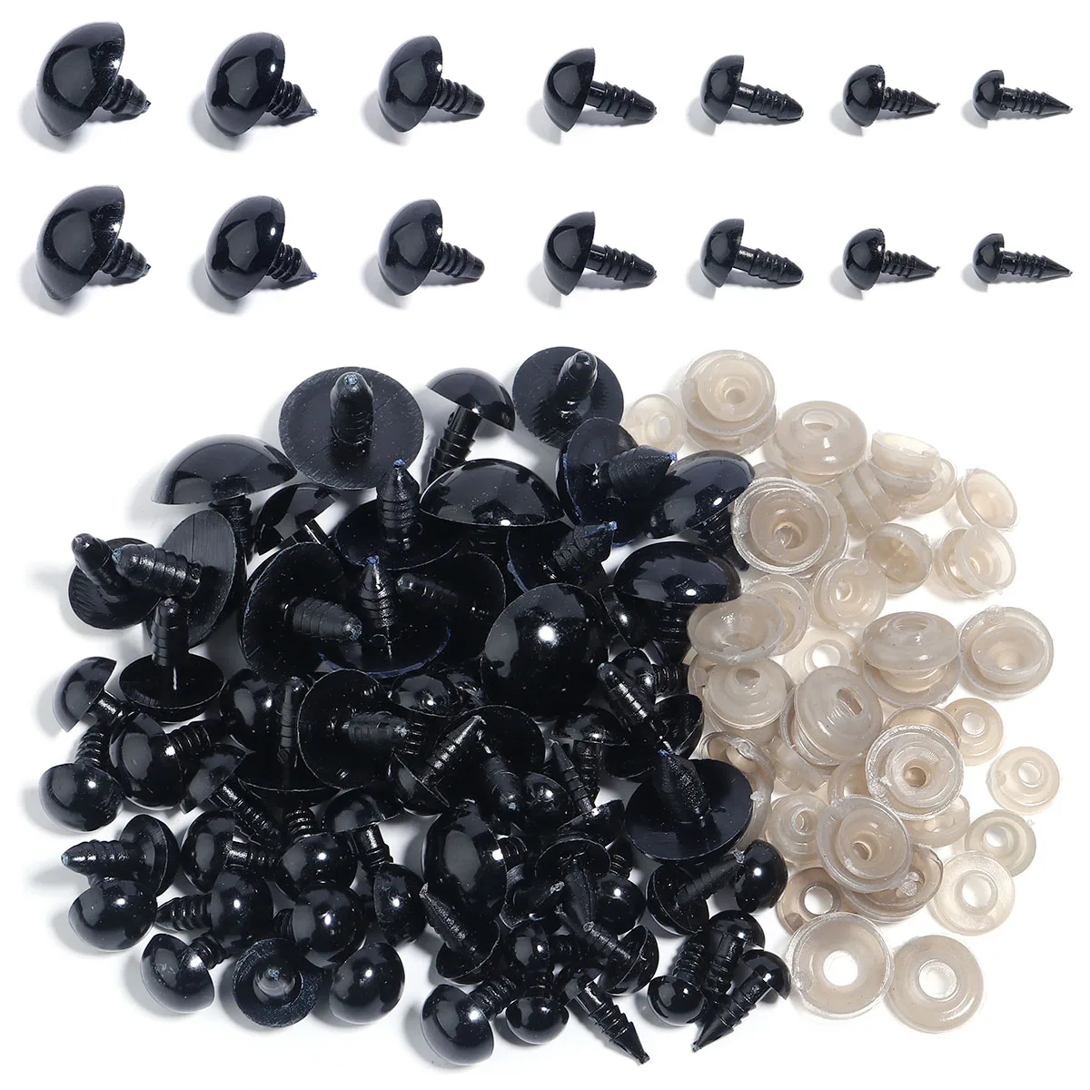 50pcs 8/10/12/14/16/18/20mm Eyeball Doll Accessories Black Plastic Plush Safety Eyes Amigurumi for Toys DIY