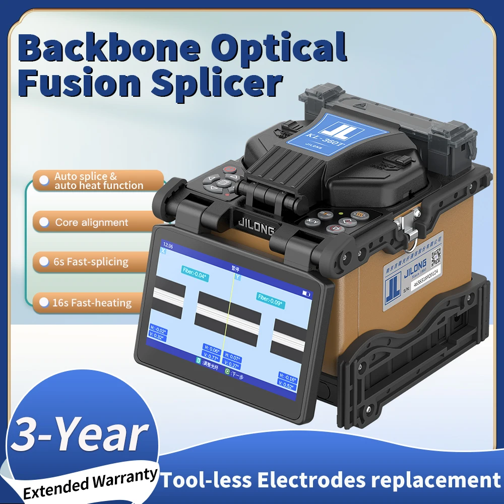 

Optical Fusion Splicer JILONG Classic KL-360T Backbone FTTH Splicing Machine with 9s Splicing 18s Heating Máquina de fusión