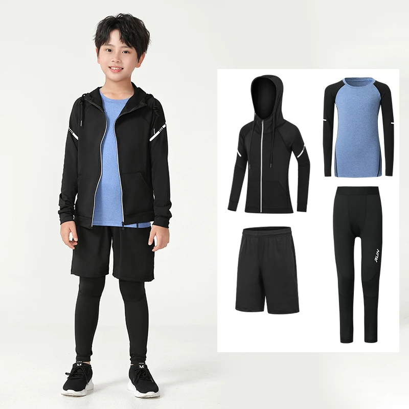 Abbigliamento da allenamento aderente per bambini Abbigliamento ad asciugatura rapida Set di tute da fitness sportive per basket da calcio per ragazzi 2025 Nuovo