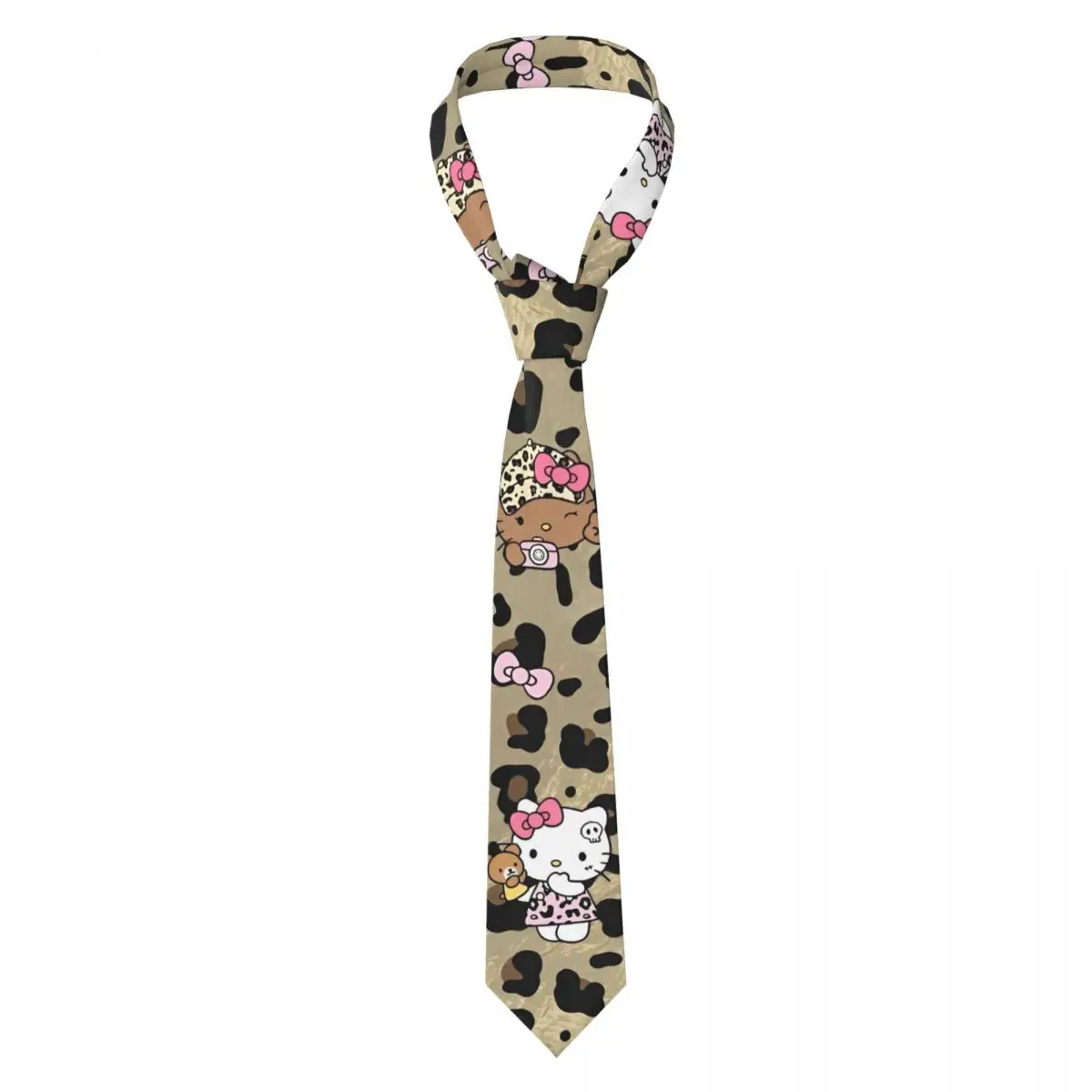 Leopard Hello Kitty Men Women Necktie Casual 8 cm Wide Neck Ties for Men Suits Accessories Cravat Wedding Cosplay Props