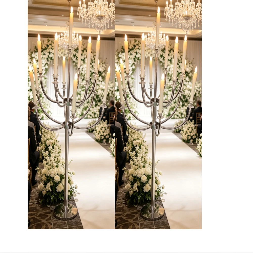 1-12pcs acrylic Candlestick Wedding Large 13 arms Pillar Candle Holder Floor Easter Decor Round Art Road Guide Ornament for Holi
