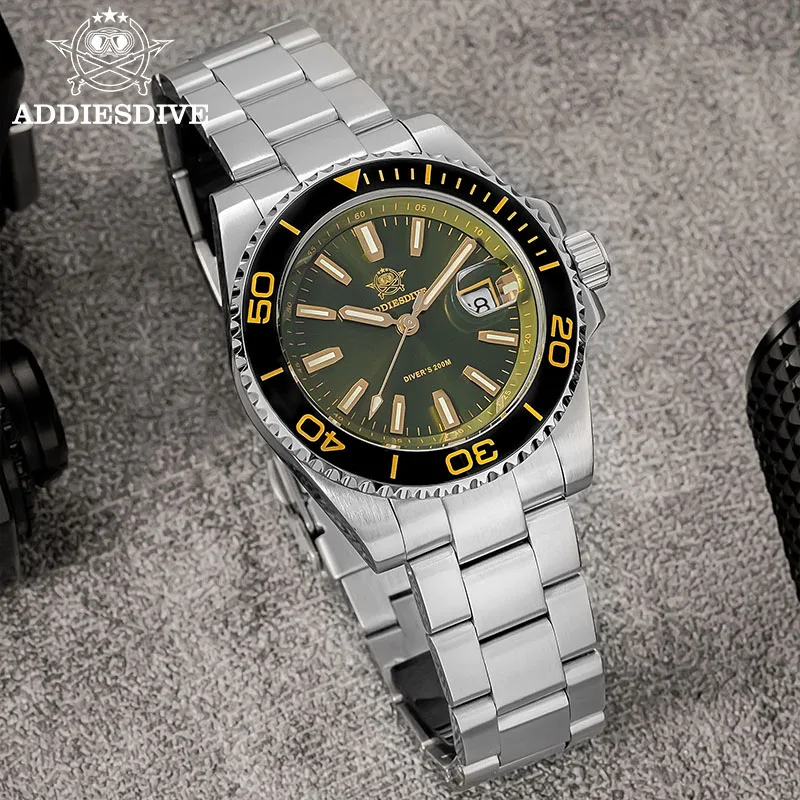 ADDIESDIVE NEW Luxury Quartz WristWatches AD2510 Reloj Hombre Ceramic Bezel Stainless Steel 41mm Super Luminous Men Diving Watch