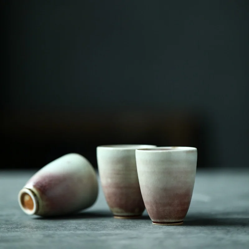 

★Handmade Porcelain Tea Tasting Cup Master Cup Single Cup Female Single Jingdezhen Plain Red Gracked Glaze Tea Cup Kombucha Soda