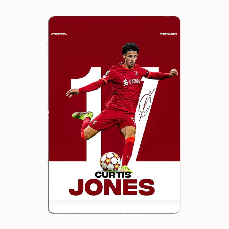 

Curtis Jones Minimalist Football Player Retro Metal Poster Sign Club Mural Wall Art Plaque Tin Sign Room Decoration Home Decor