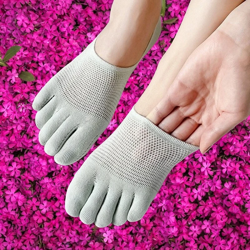 Meias Split-Toe invisíveis boca rasa absorvente de suor, meias finas de algodão, moda verão, 5 pares, 10 pares