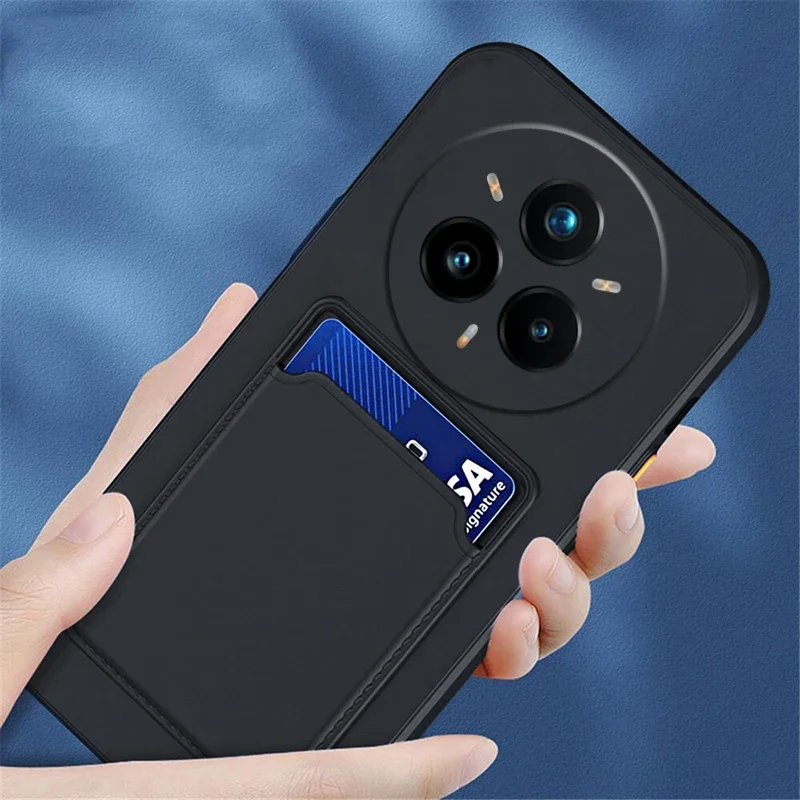 

Card Slot Holder Case for Realme 14 Pro Plus 5G C75 14 X c 75 Silicone Cover for Realme 14X C75 14 Pro Plus Pro+ Funda