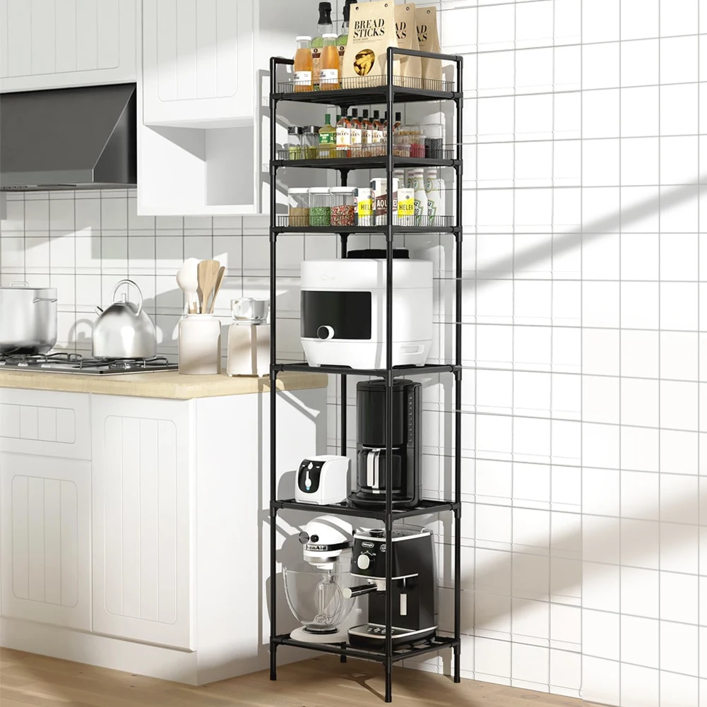 6 Tier Metal Storage Shelf Multi-Function Utility Shelf Storage Rack Pantry Shelves for Kitchen Bathroom Laundry