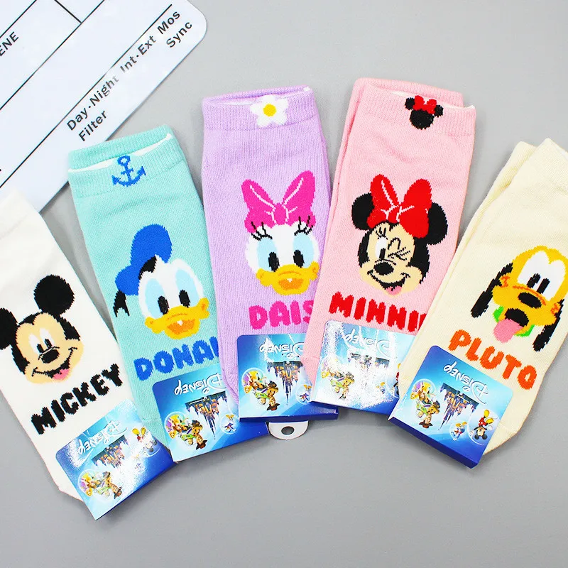 Disney Cartoon Autumn and Winter New Mickey Minnie Print Cartoon Cute Character Women's Socks Winnie Stitch Print Socks