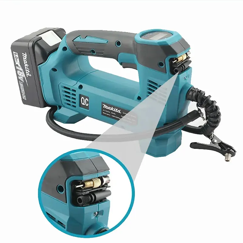 

Electric cordless air pump powered by 18V Makita DMP180 compressor inflation pump digital display inflator car tire air pump