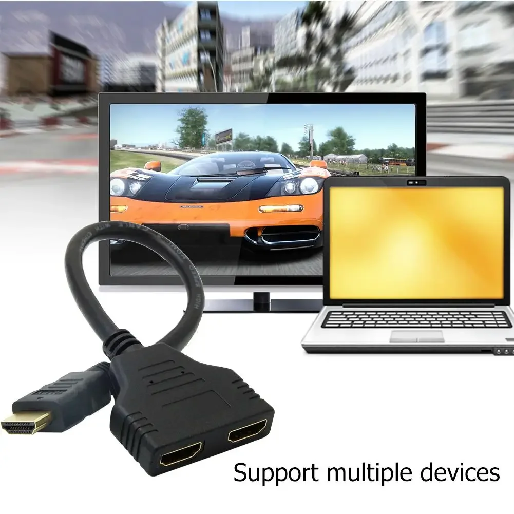 HDMI-Compatible Splitter Adapter Cable 1080P V1.4 1 Male To 2 Female Adapter Cable 3D Y Splitter Cable for PC TV Monitor