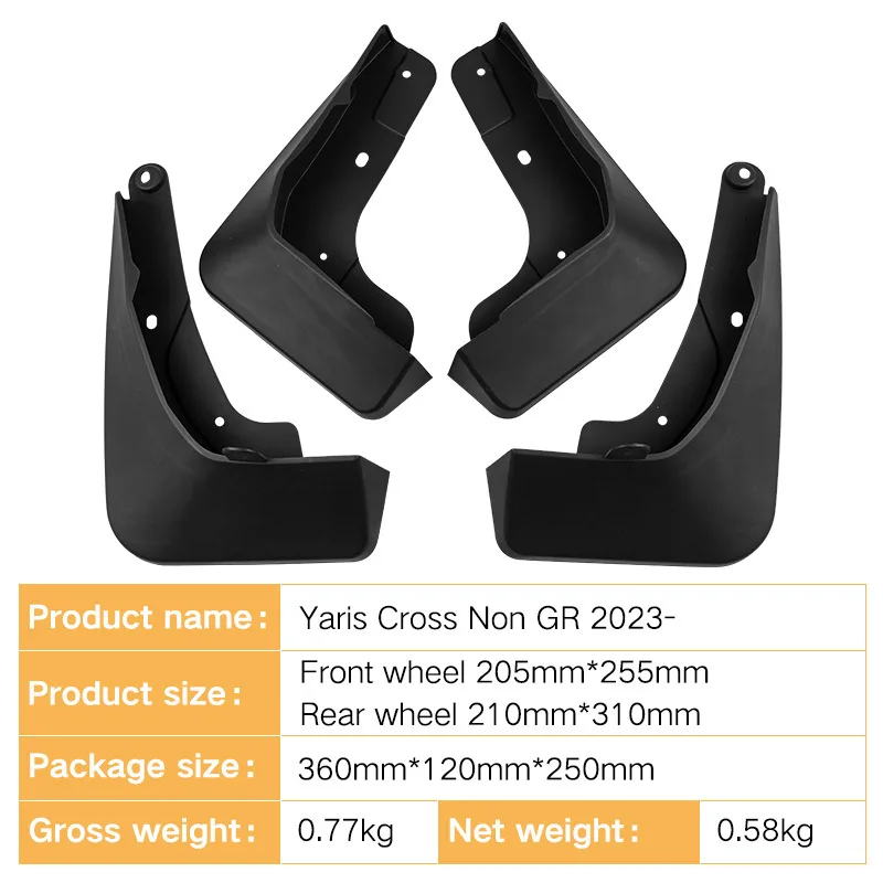 FOR Toyota Yaris Cross Non GR 2023 Car Molded Mud Flaps Splash Guards Mudguards Front Rear Styling Front Rear Car Accessories