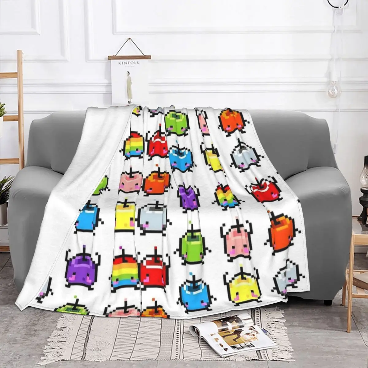 Stardew Valley Pastel Junimos Color Blanket Fleece Decoration Super Soft Throw Blanket for Bedding Bedroom Plush Thin Quilt