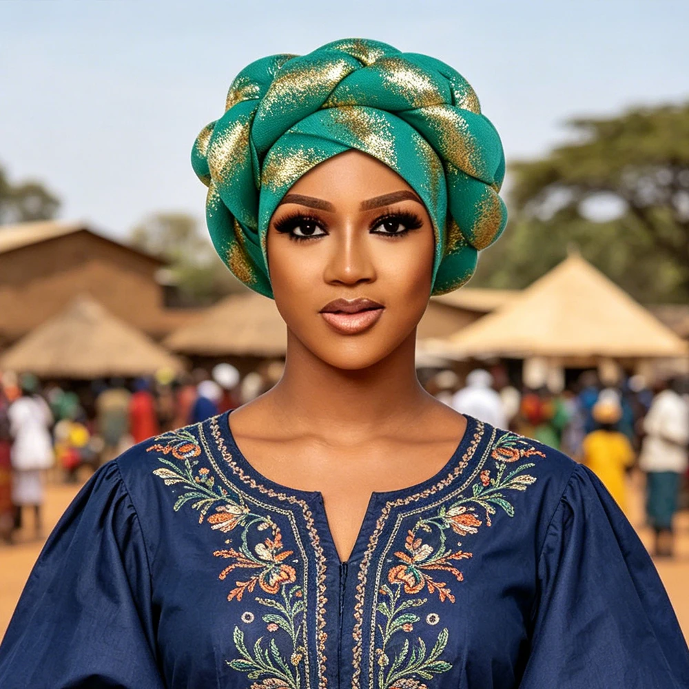 

African Turban Cap for Women Braids Muslim Hijab Bonnet Auto Gele Headtie Headscarf Nigeria Wedding Party Geles Head Wrap Hat