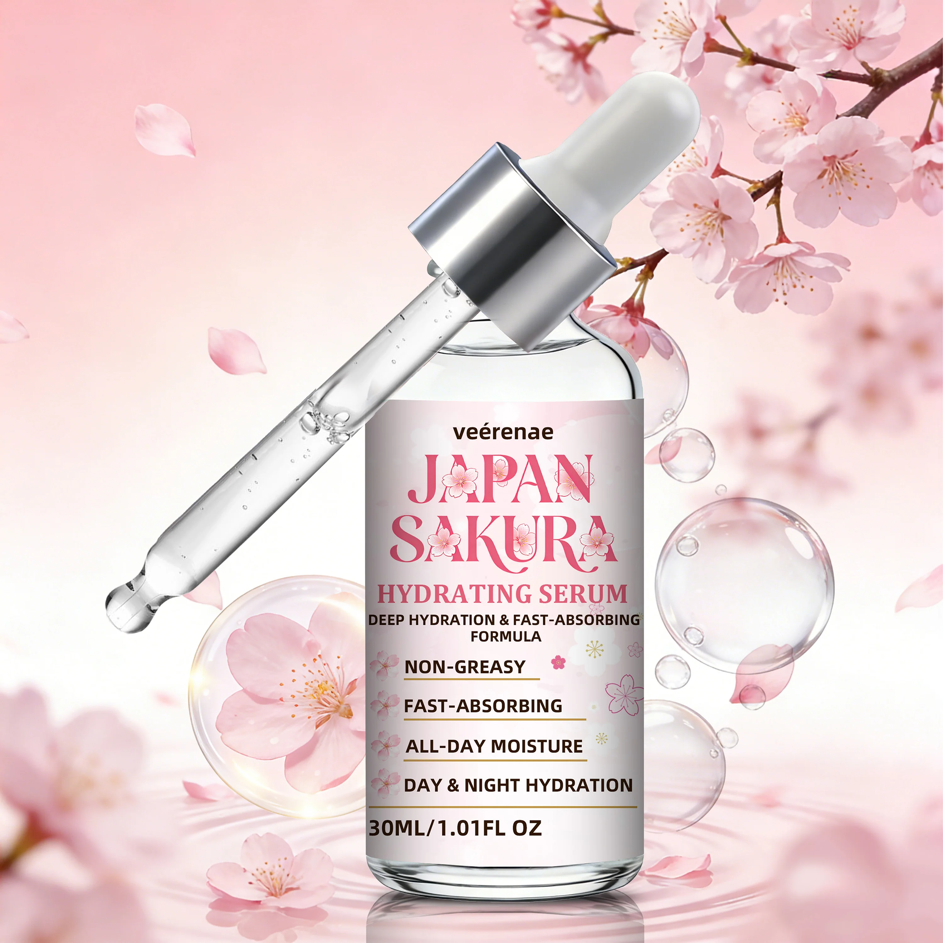 

Увлажняющая сыворотка для лица JAPAN SAKURA - Легкая сыворотка для лица. Глубоко увлажняет и обеспечивает длительное увлажнение, идеально подходит для ежедневного ухода за кожей.