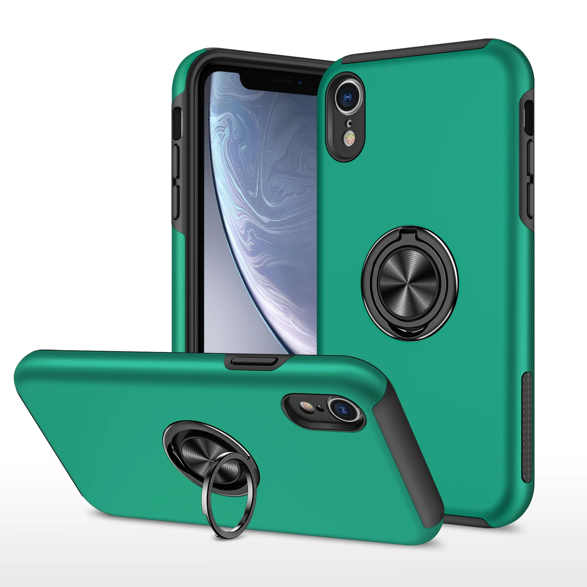 Magnet protector Ring Holder Shockproof Case For iPhone X XS 6P 7P 8P 6 7 8 SE 2020 PC Armor Bumper Back Phone Cover