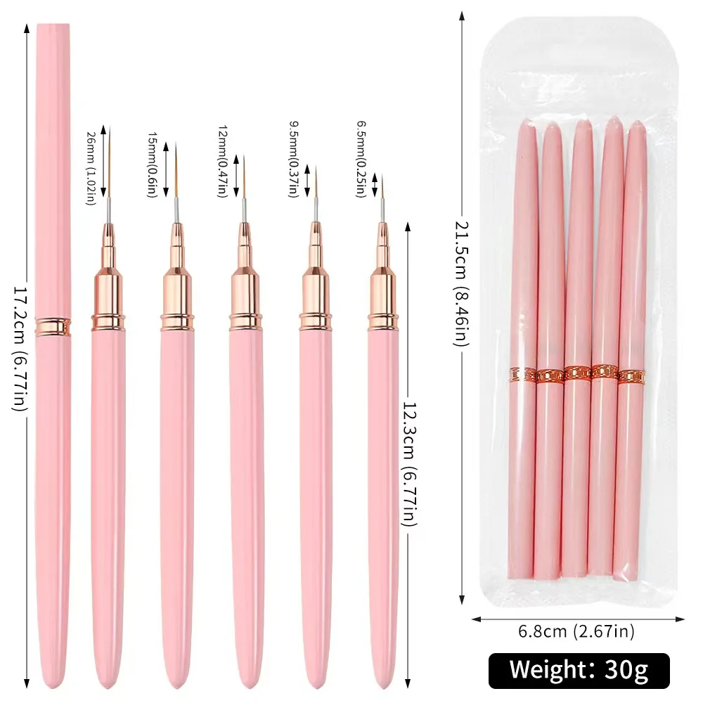 5pcs Pull Line pen Set Nail Art Brushes Set Elongated Lines Striping Drawing UV Gel Painting Nail DIY Pen Professional Manicure